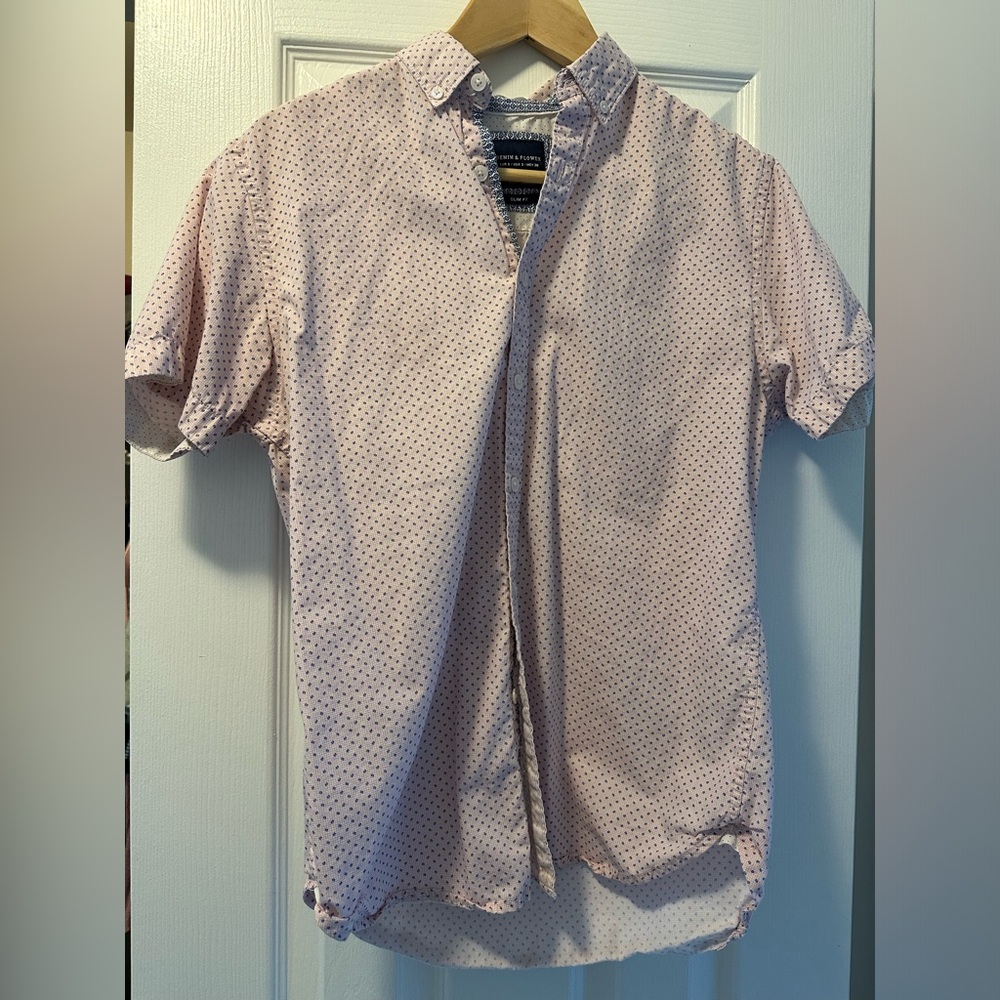 Pink Short Sleeve Button Up Shirt